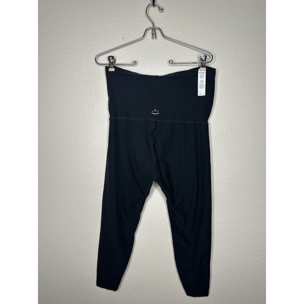 BEYOND the Bump YOGA HEATHER HIGH WAiSTED MID LEGGINGS SZ XL BLACK Maternity
